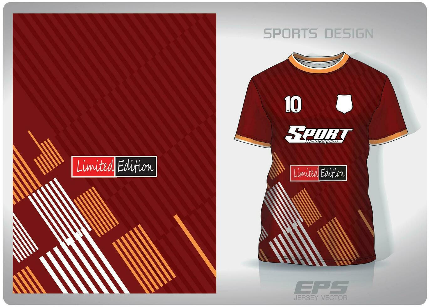 Vector sports shirt background image.Diagonally dark red with yellow trim pattern design, illustration, textile background for sports t-shirt, football jersey shirt