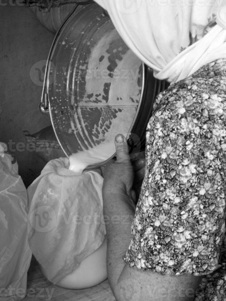 foto sobre el tema de la mujer lechera vertiendo leche