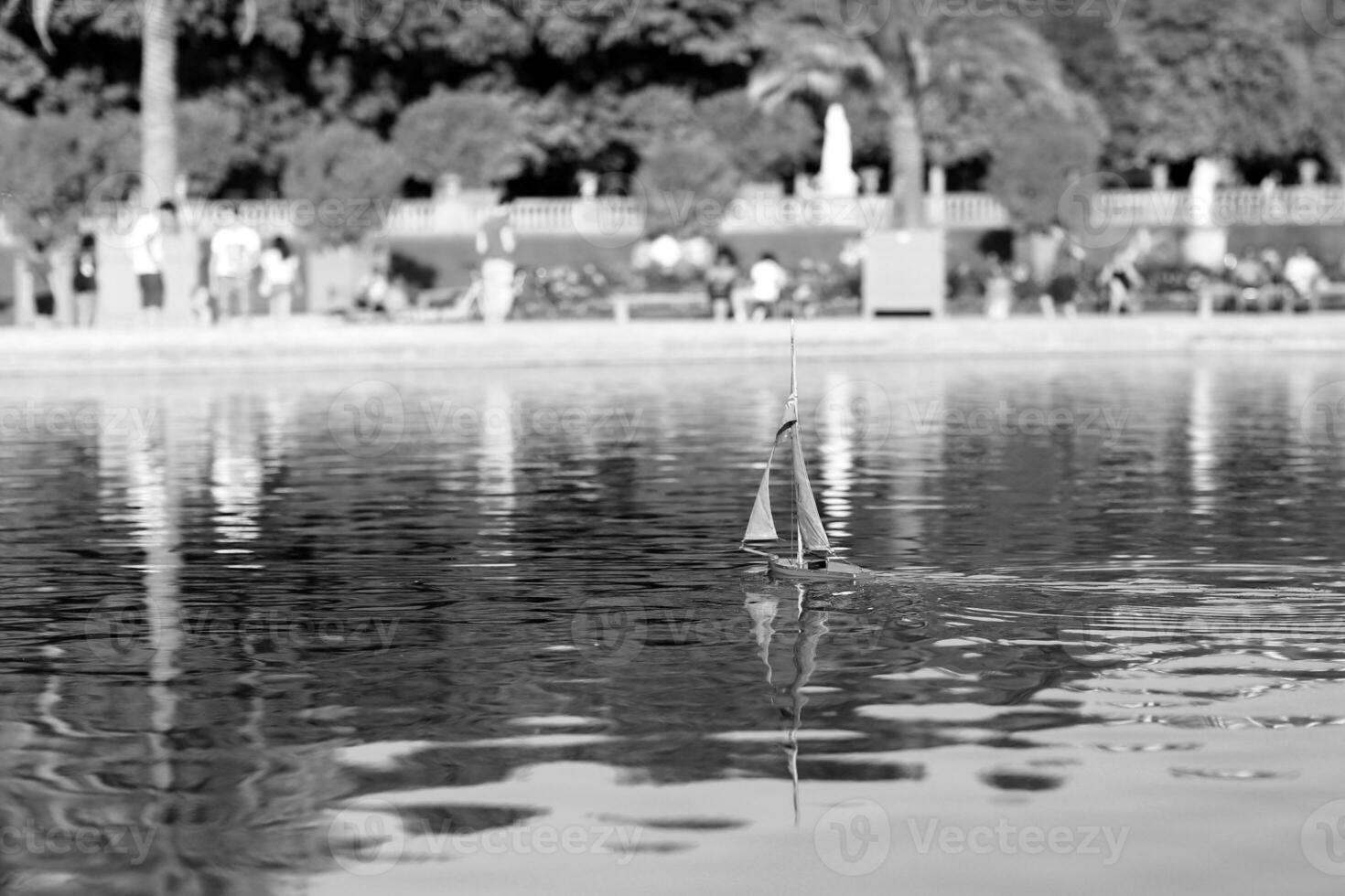 Photo on theme of lonely toy boat