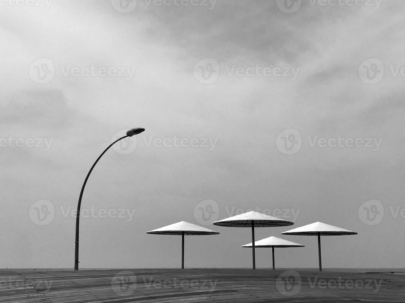 Stylish lounger in yellow sand to sun sunbed on beach photo