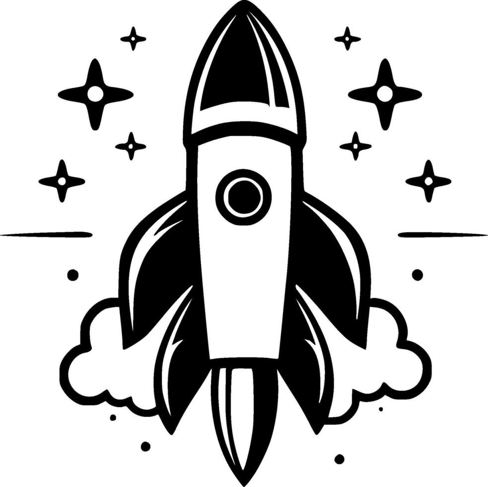 Rocket, Minimalist and Simple Silhouette - Vector illustration