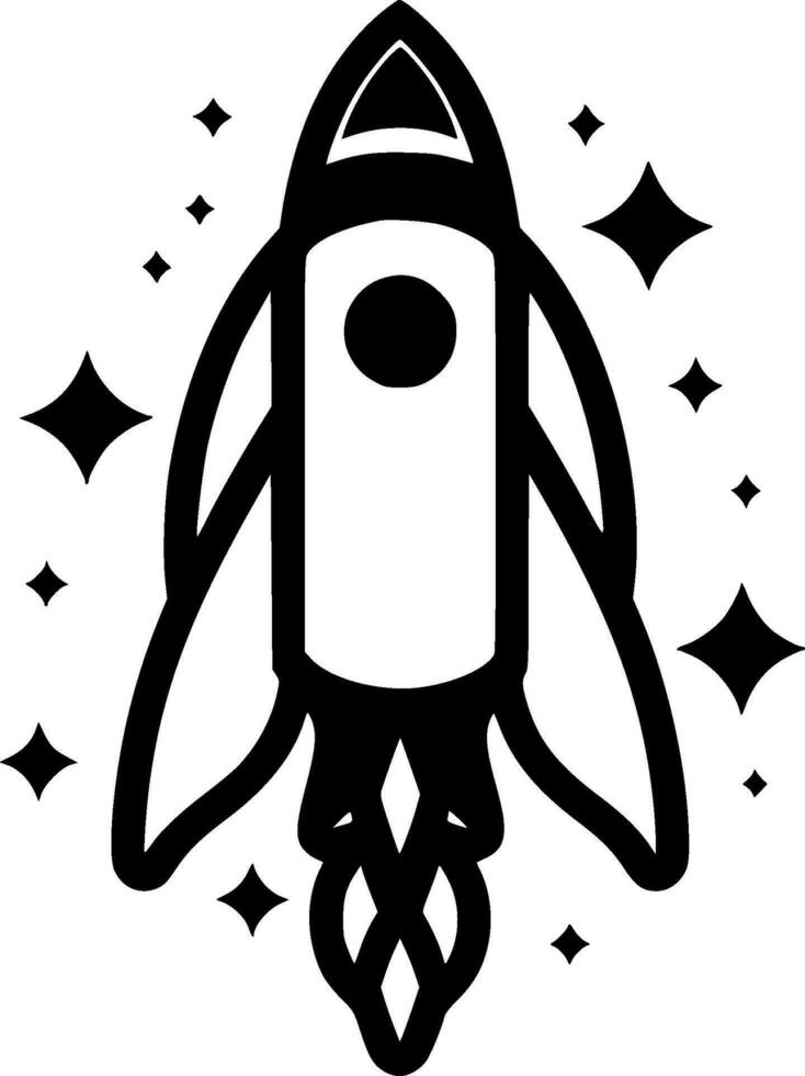 Rocket, Black and White Vector illustration