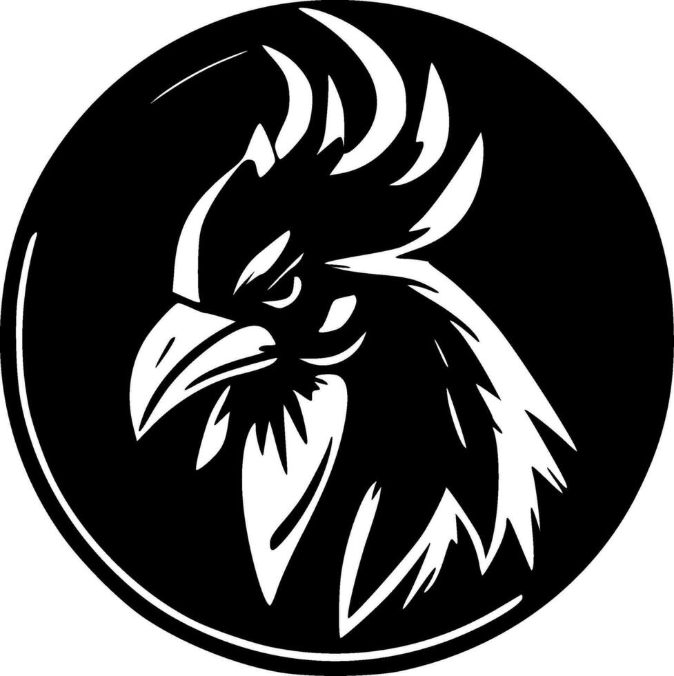 Rooster, Black and White Vector illustration