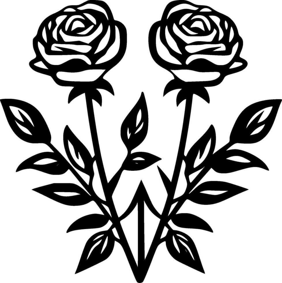 rosas, negro y blanco vector ilustración