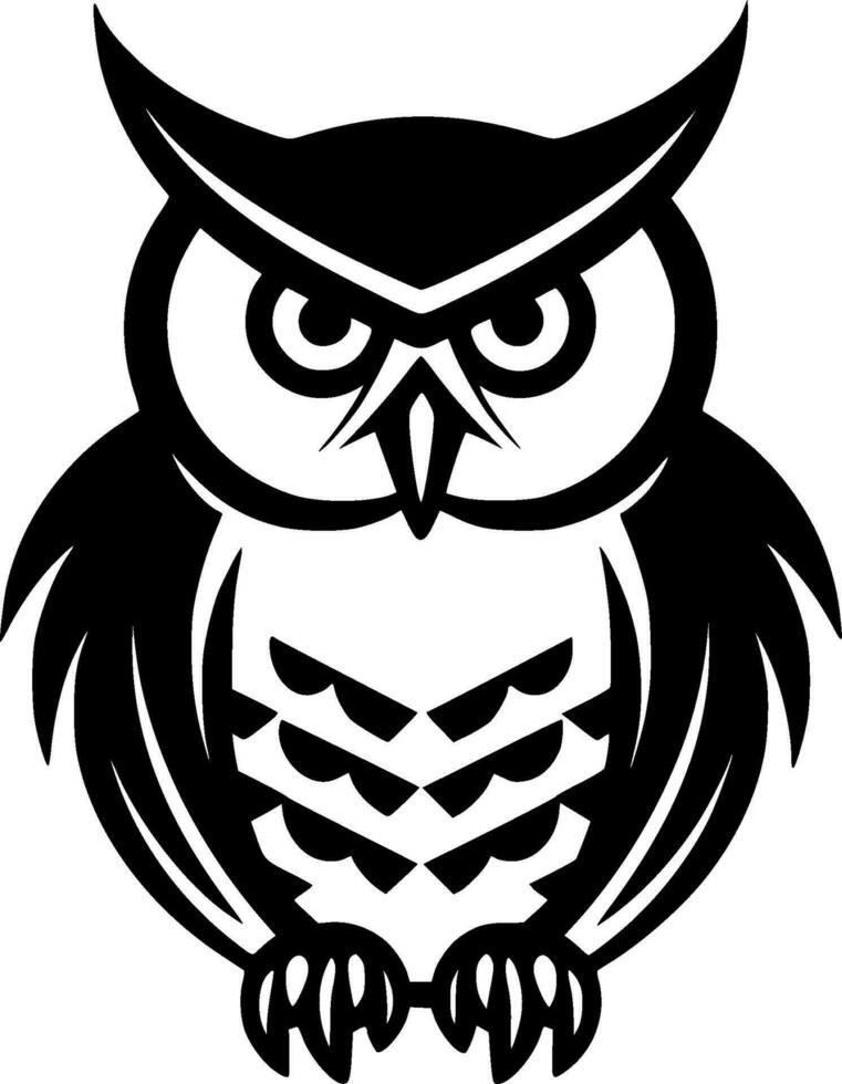 Owl, Black and White Vector illustration