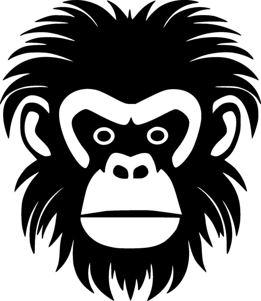 Monkey - Black and White Isolated Icon - Vector illustration