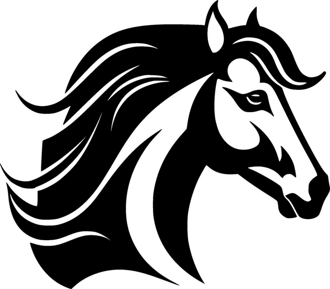 Horse, Black and White Vector illustration