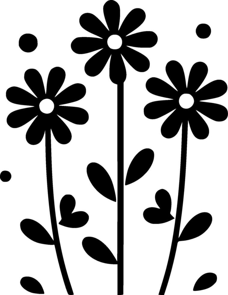 Flowers, Black and White Vector illustration