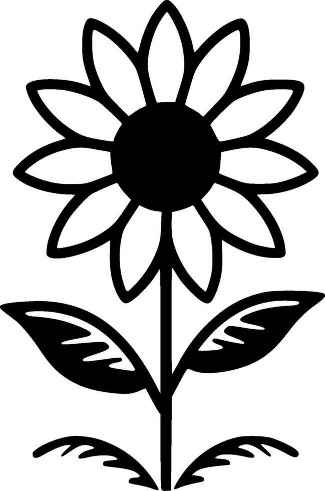 Flower - Black and White Isolated Icon - Vector illustration