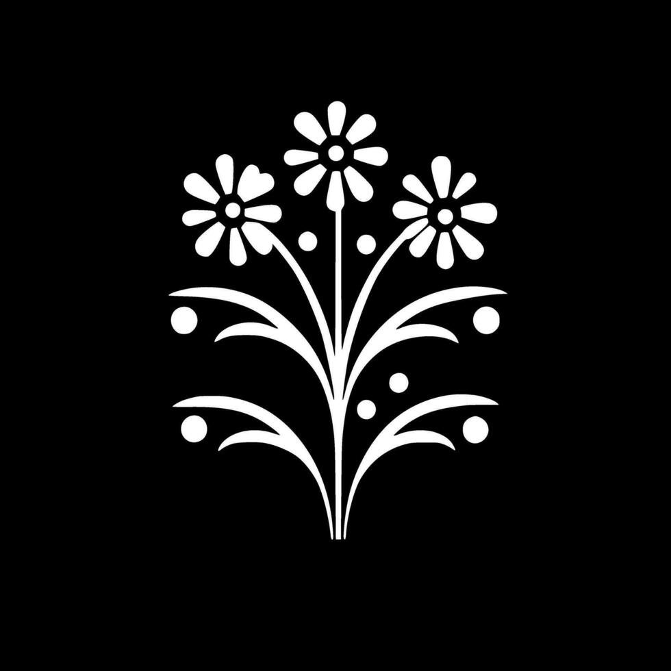 Flowers - Black and White Isolated Icon - Vector illustration