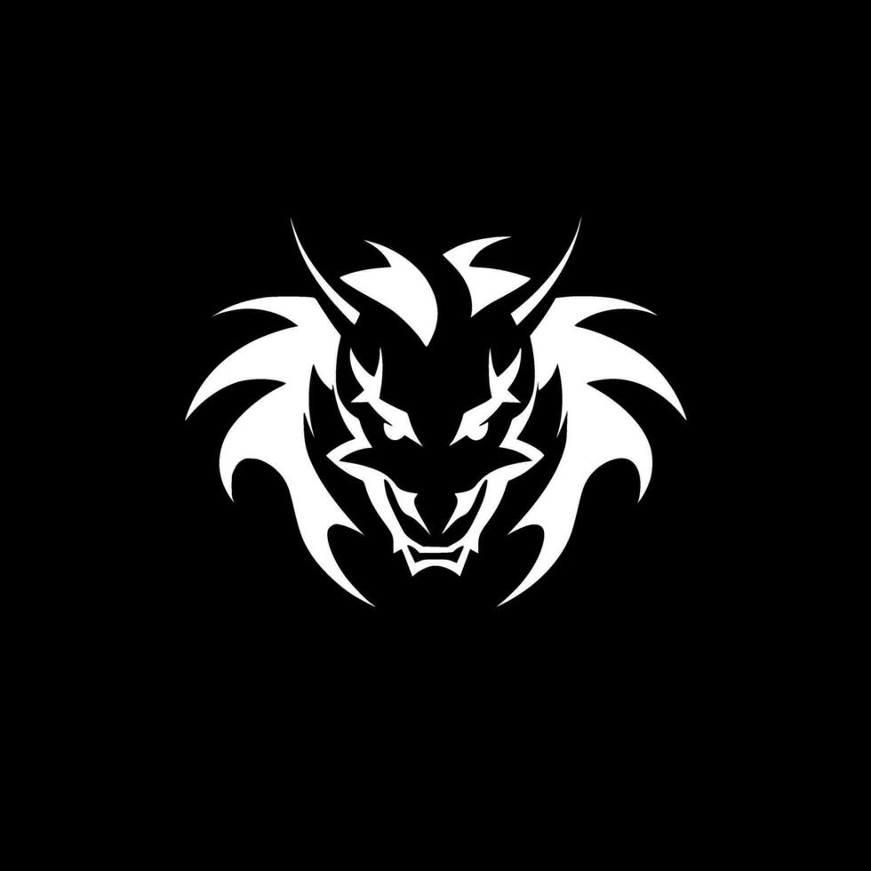 Dragon, Black and White Vector illustration