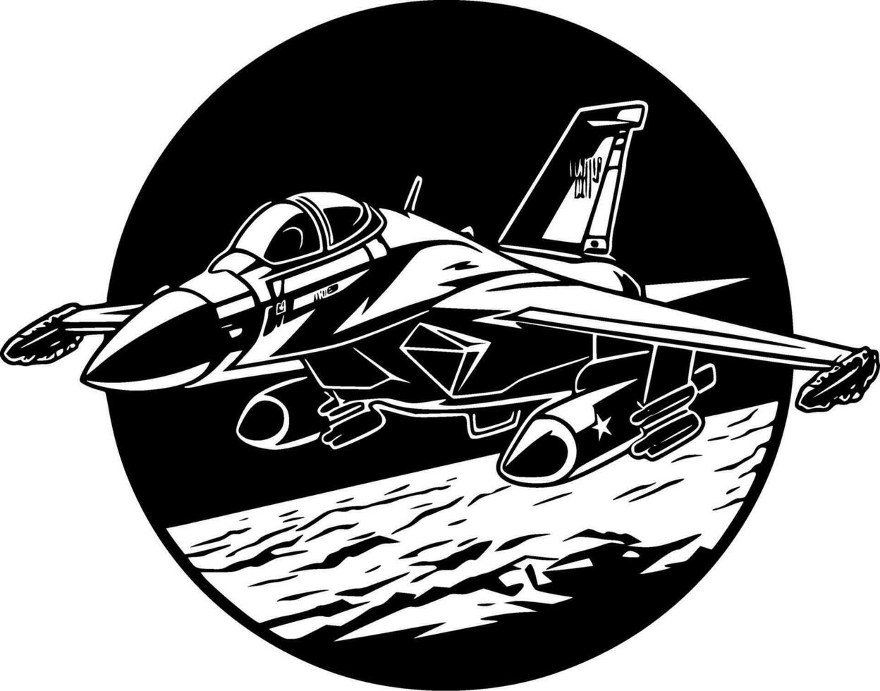 Fighter Jet - Minimalist and Flat Logo - Vector illustration