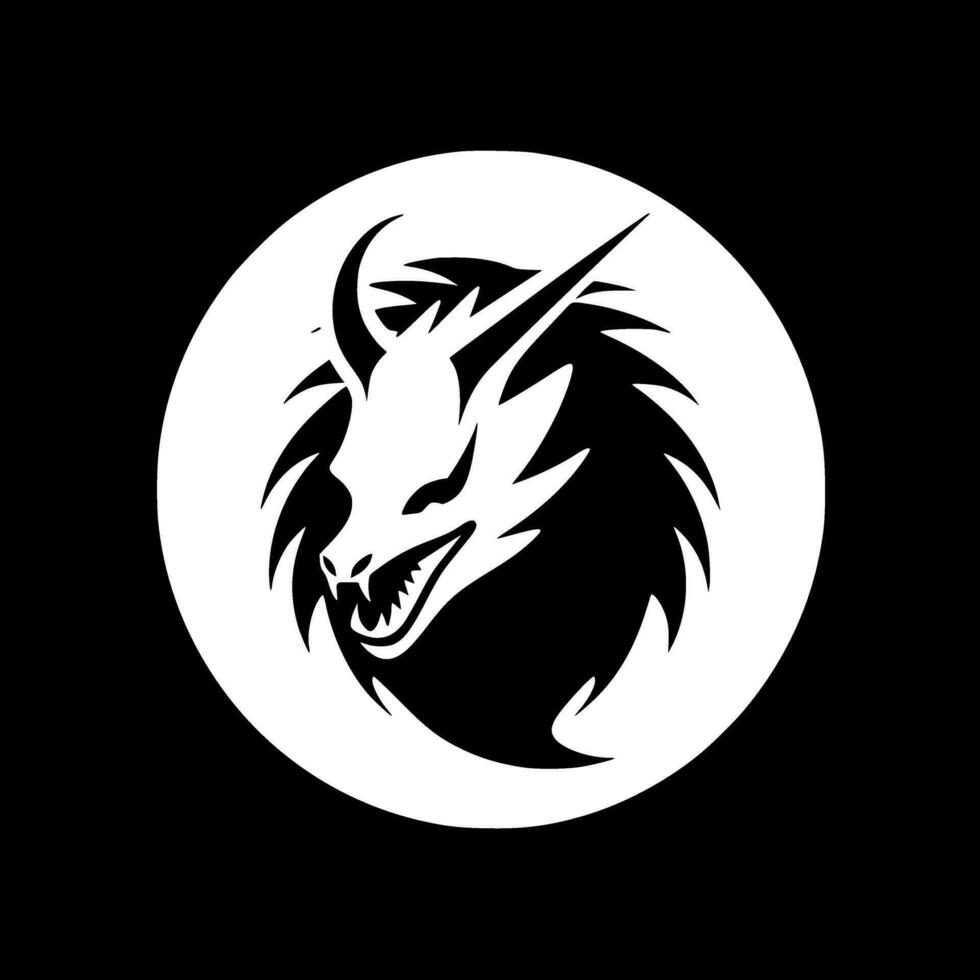 Dragon - Black and White Isolated Icon - Vector illustration