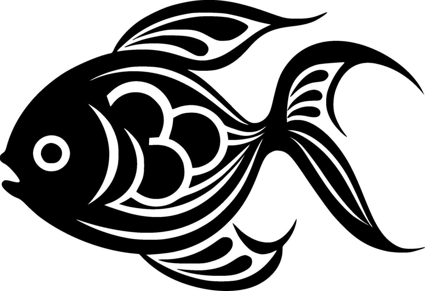 Fish, Black and White Vector illustration