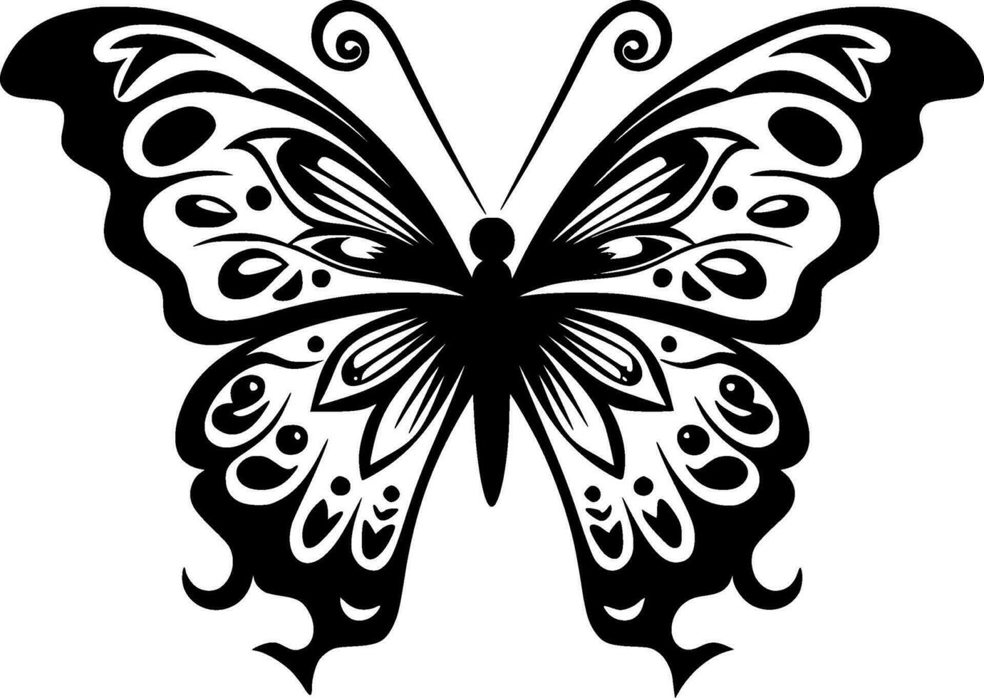 mariposa - negro y blanco aislado icono - vector ilustración