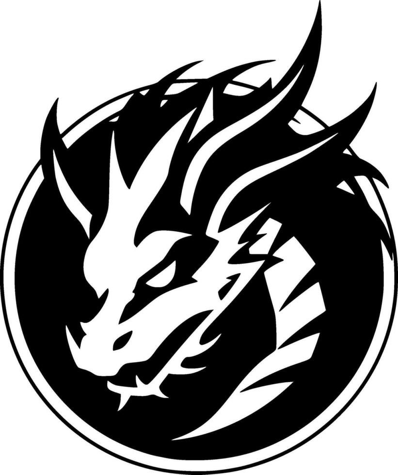 Dragon, Black and White Vector illustration