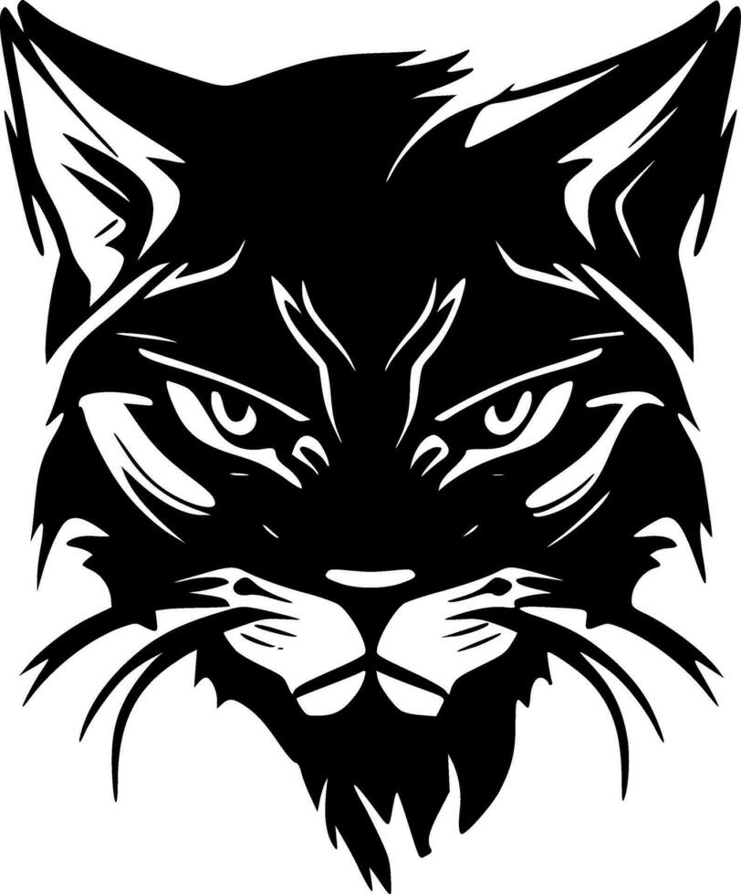 gato montés - negro y blanco aislado icono - vector ilustración