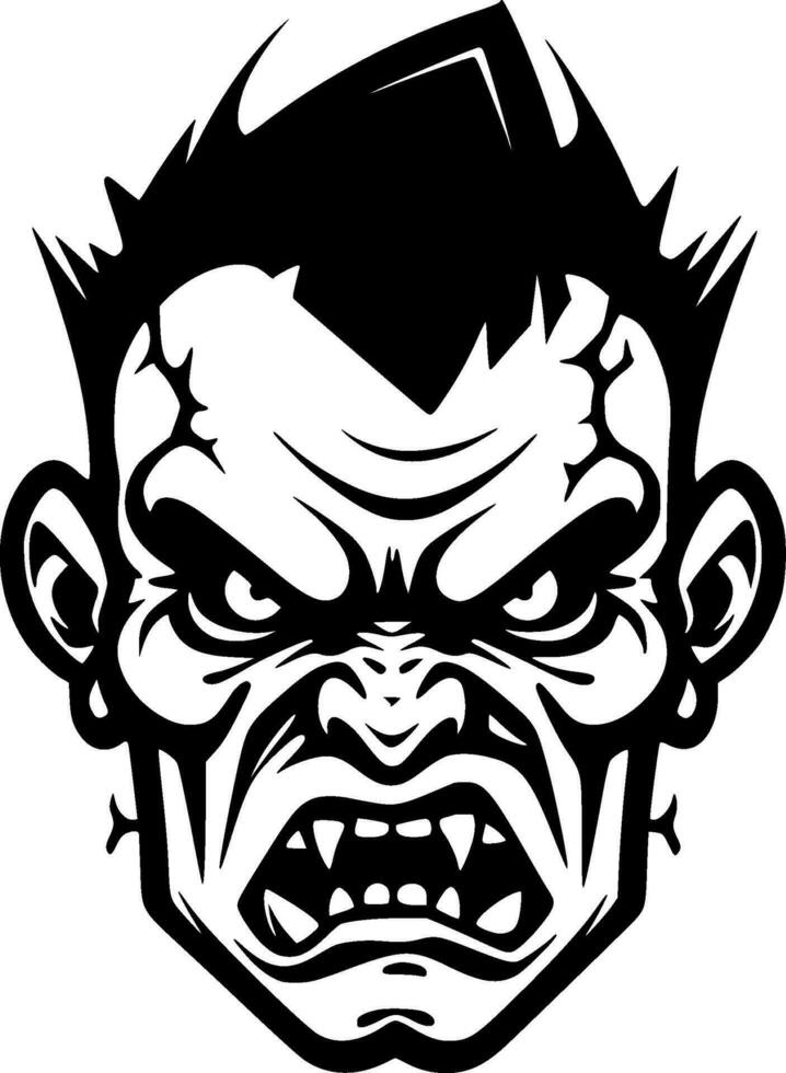 Zombie, Black and White Vector illustration