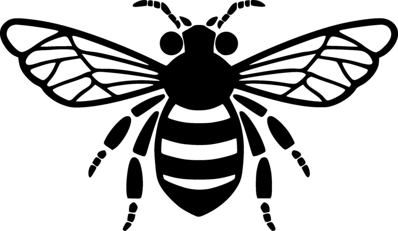 Bee, Black and White Vector illustration