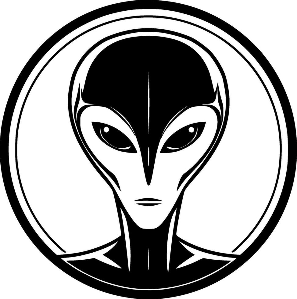 Alien - Black and White Isolated Icon - Vector illustration