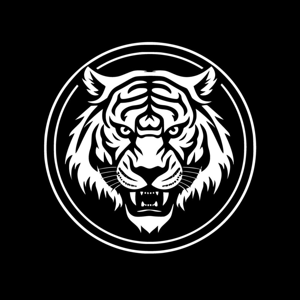 Tiger, Black and White Vector illustration