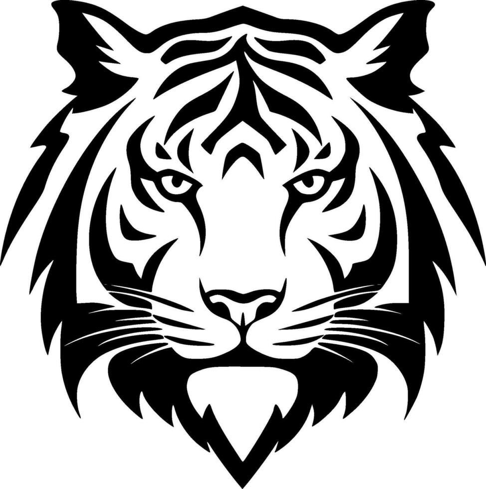 Tiger - Black and White Isolated Icon - Vector illustration