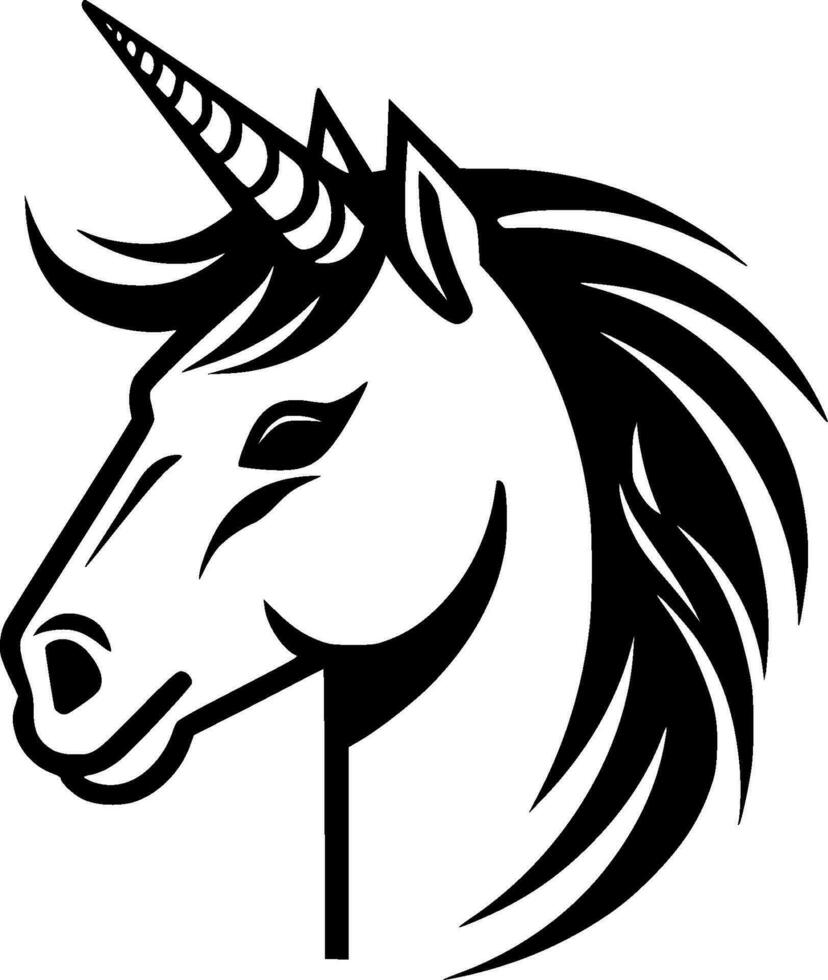 Unicorn, Black and White Vector illustration