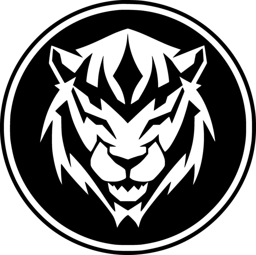 Tigre - negro y blanco aislado icono - vector ilustración