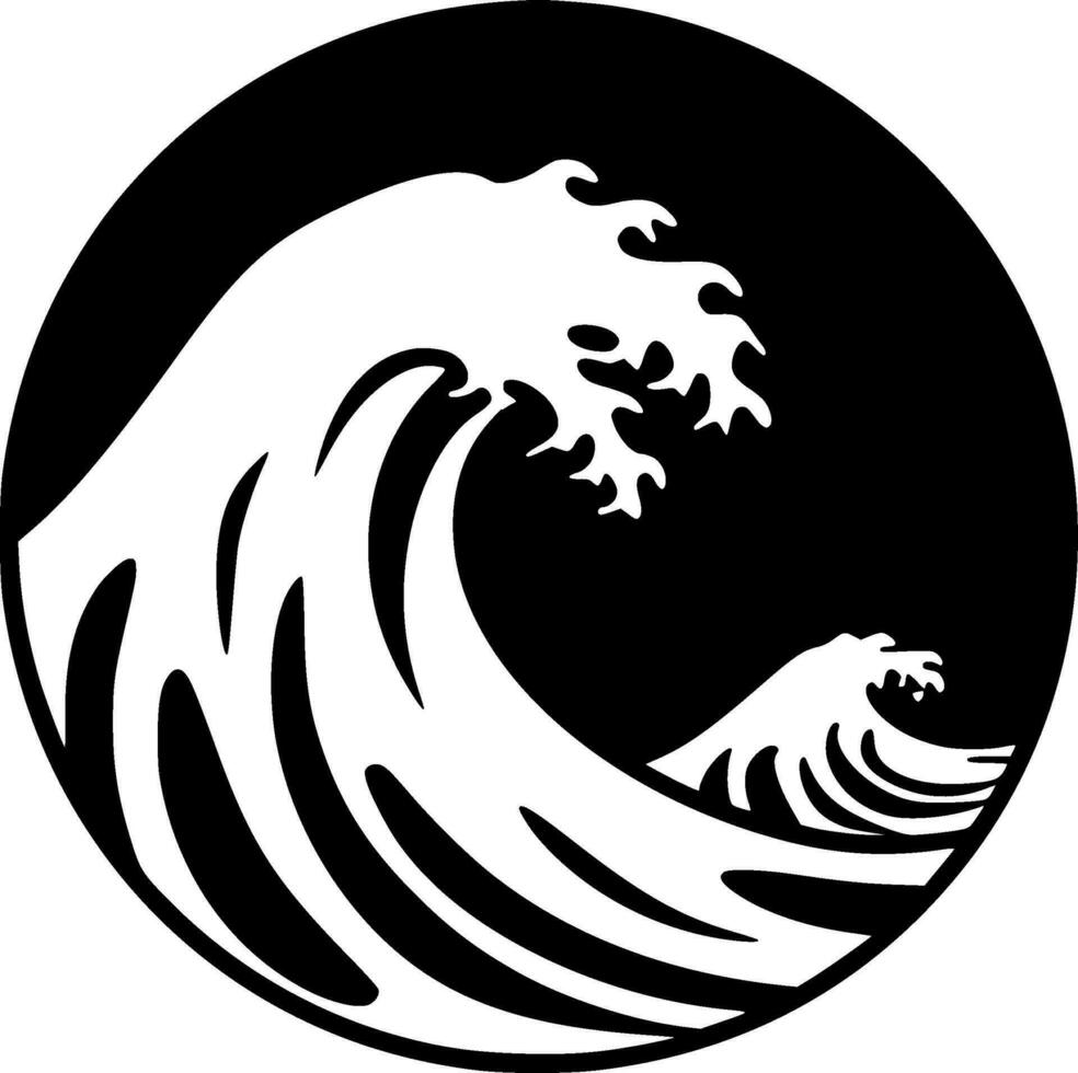 Waves - Black and White Isolated Icon - Vector illustration