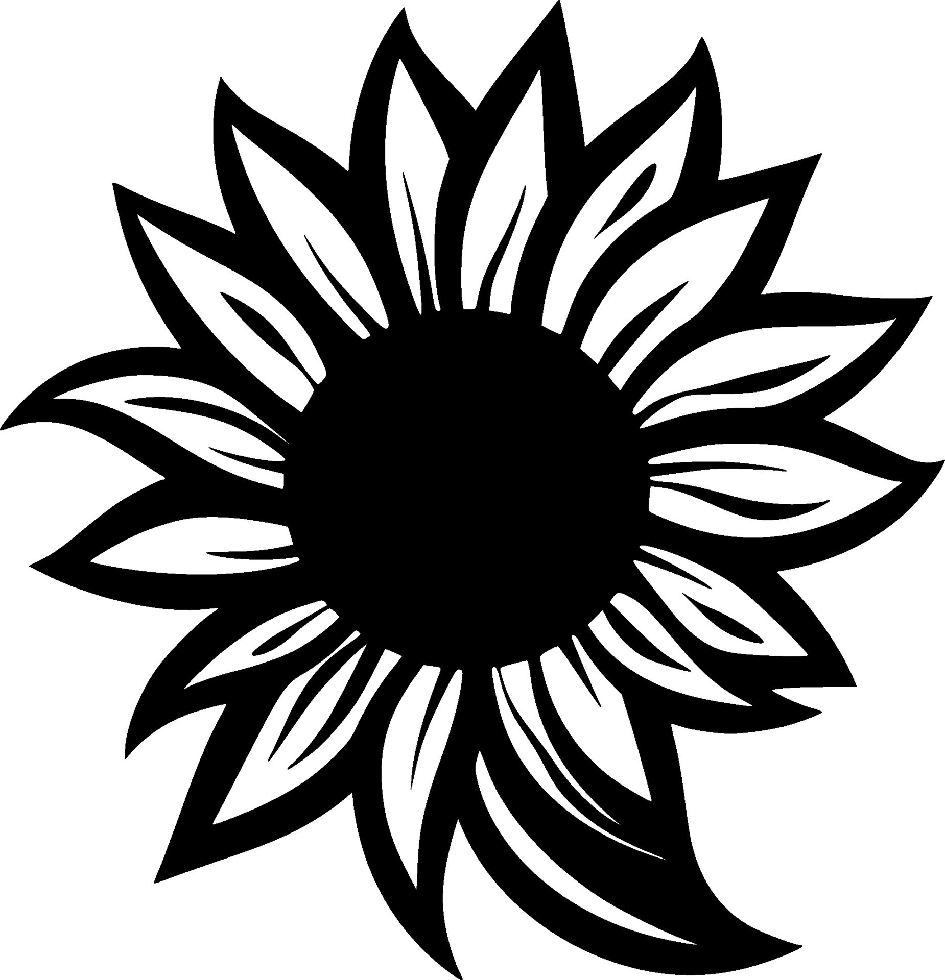 Sunflower, Black and White Vector illustration 29854216 Vector Art at ...