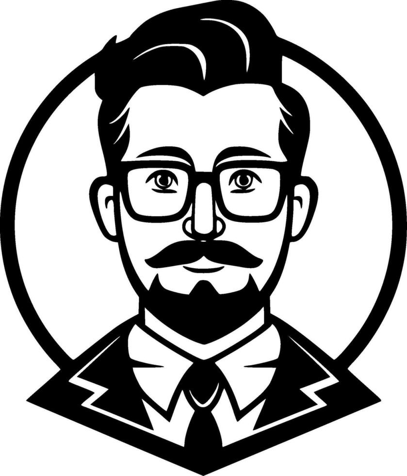 Teacher, Black and White Vector illustration