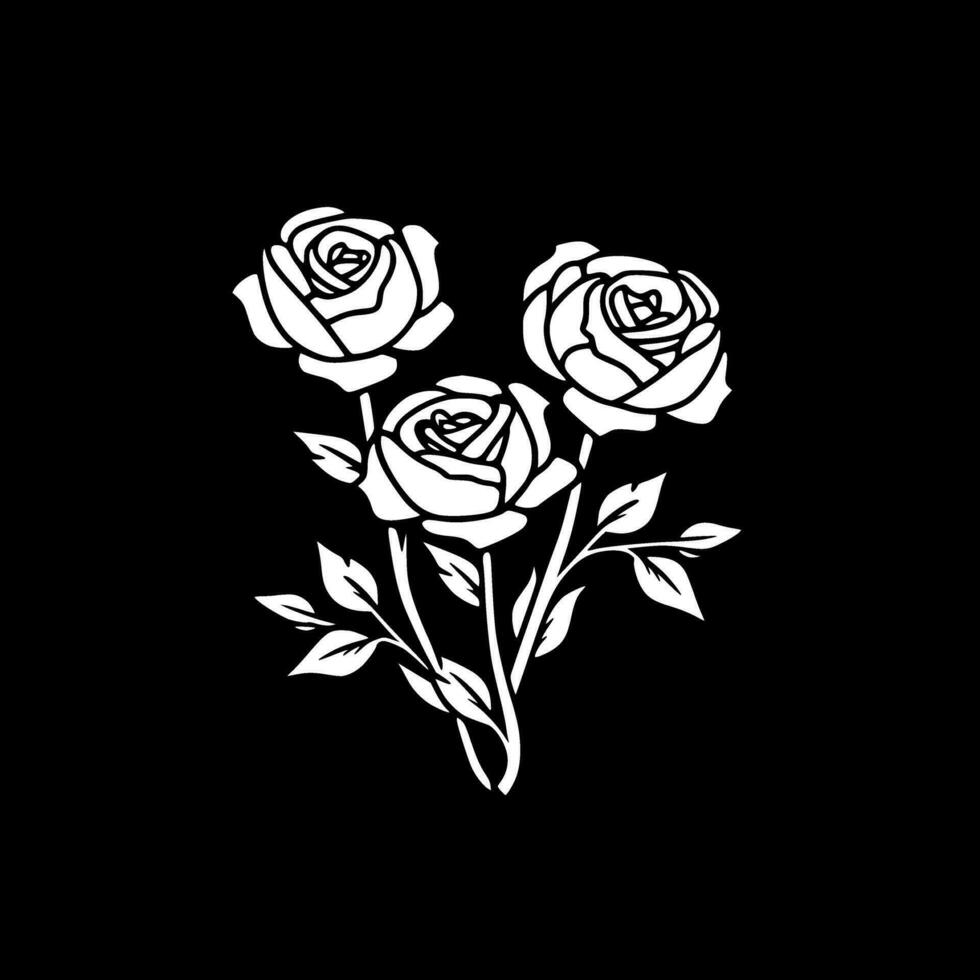 Roses - Black and White Isolated Icon - Vector illustration