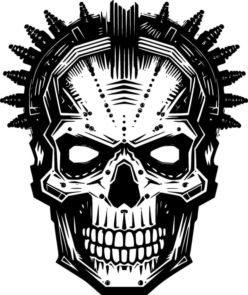 Skull, Black and White Vector illustration