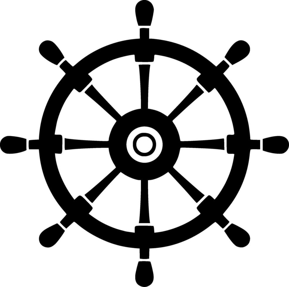 Ship Wheel, Minimalist and Simple Silhouette - Vector illustration