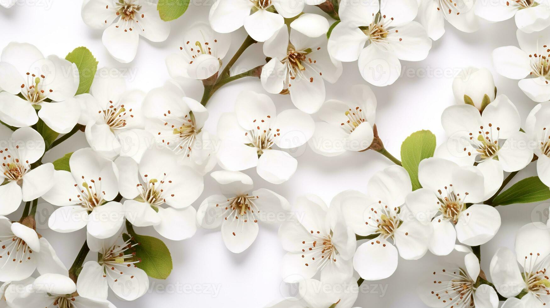 Hawthorn flower patterned background. Flower texture background. Generative AI photo