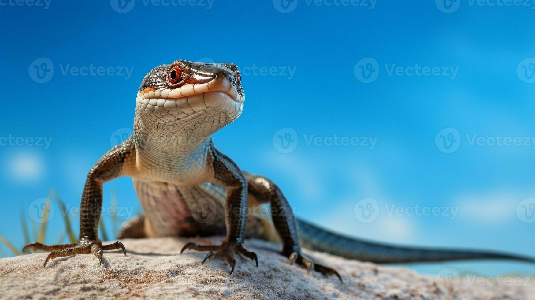 Photo of a Skink under Blue Sky. Generative AI