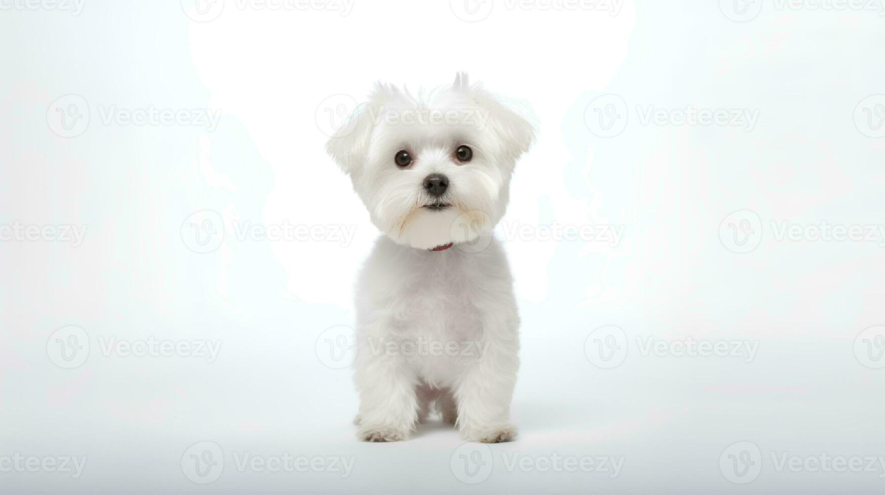 Photo of a maltese on white background. Generative AI