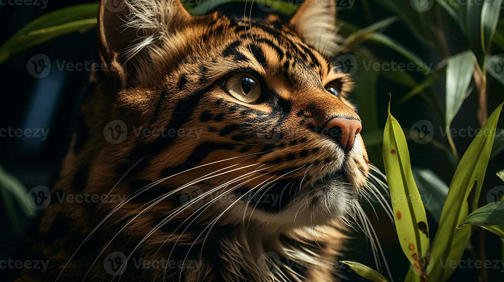 Close-up photo of a Leopard looking any direction on jungle. Generative AI