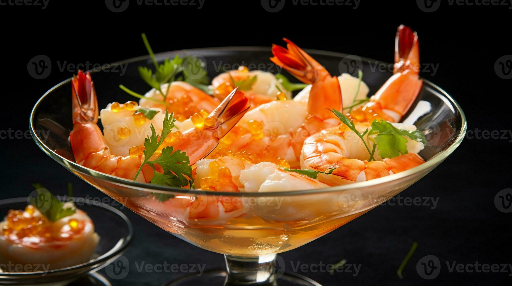 Photo of Shrimp Cocktail as a dish in a high-end restaurant. Generative AI