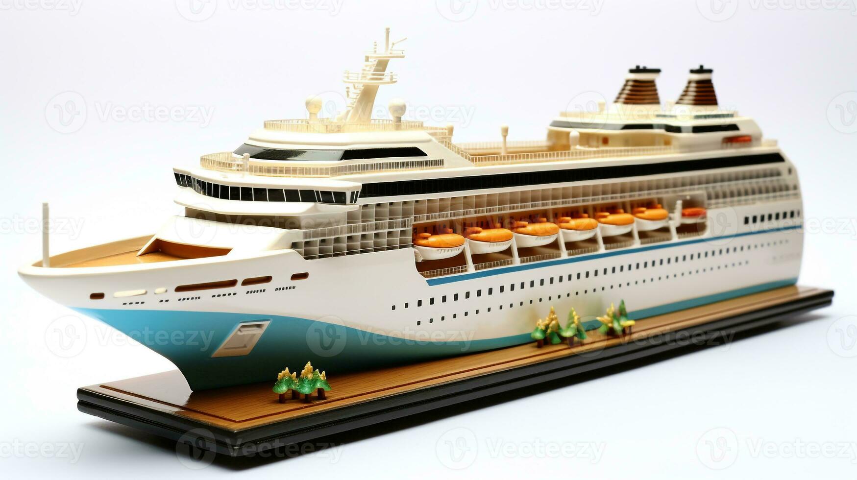 Displaying a 3D miniature Cruise Ship. Generative AI photo