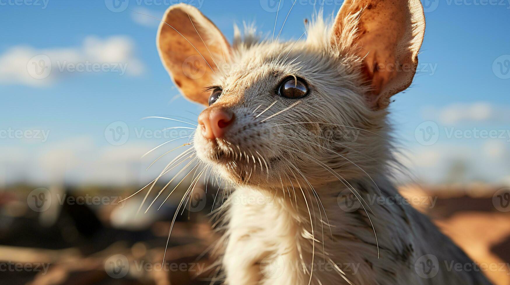 Close-up photo of a Desert Kangaroo Rat looking any direction in the Desert. Generative AI