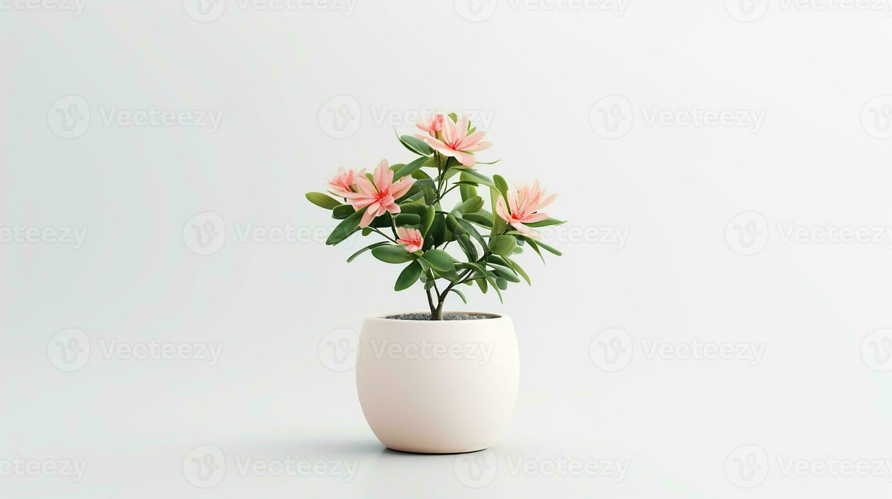 Photo of Stock flower in pot isolated on white background. Generative AI