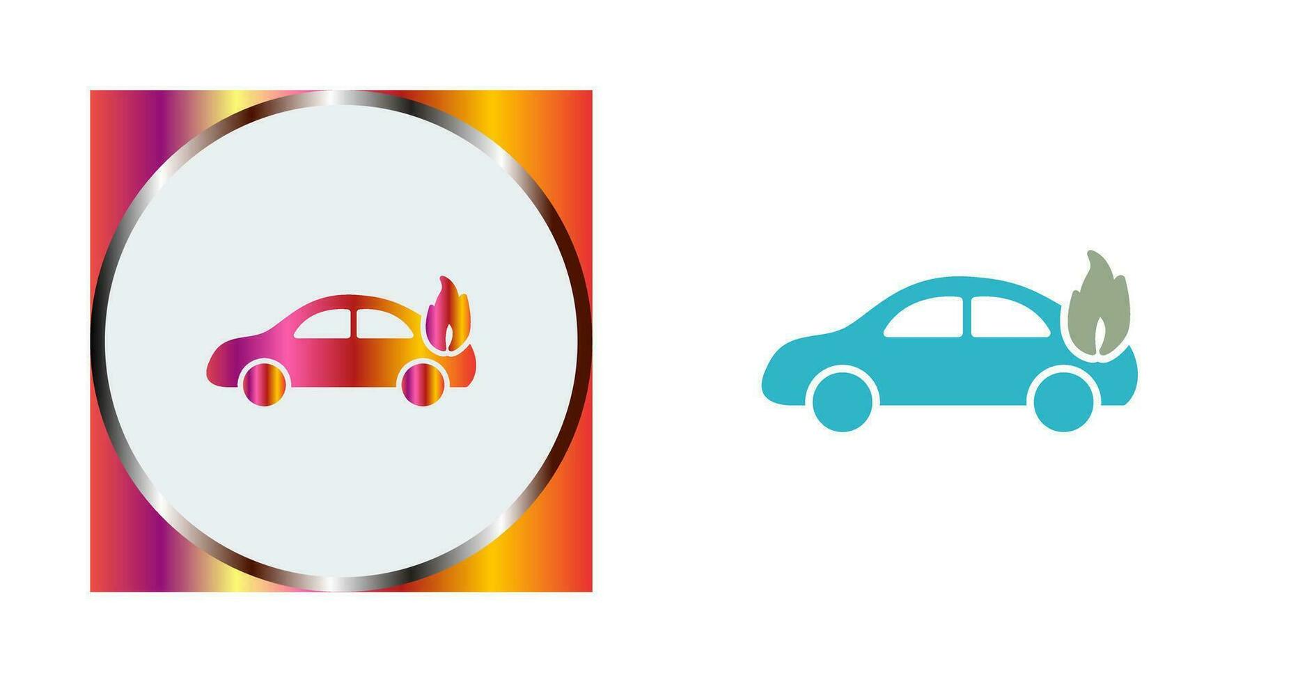 coche único en icono de vector de fuego