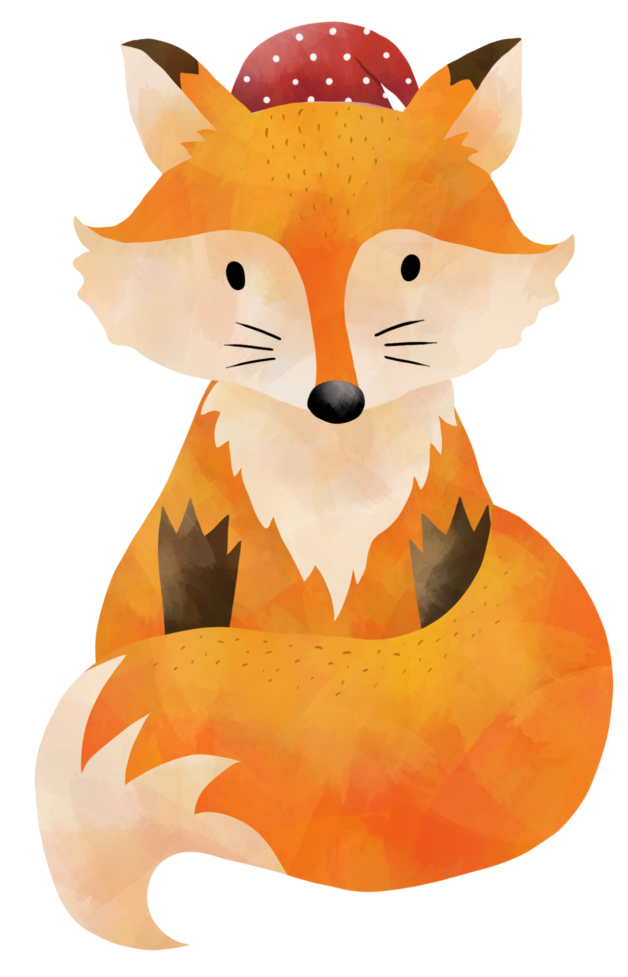 Watercolor Christmas Fox Wearing Santa hat 29856118 PNG
