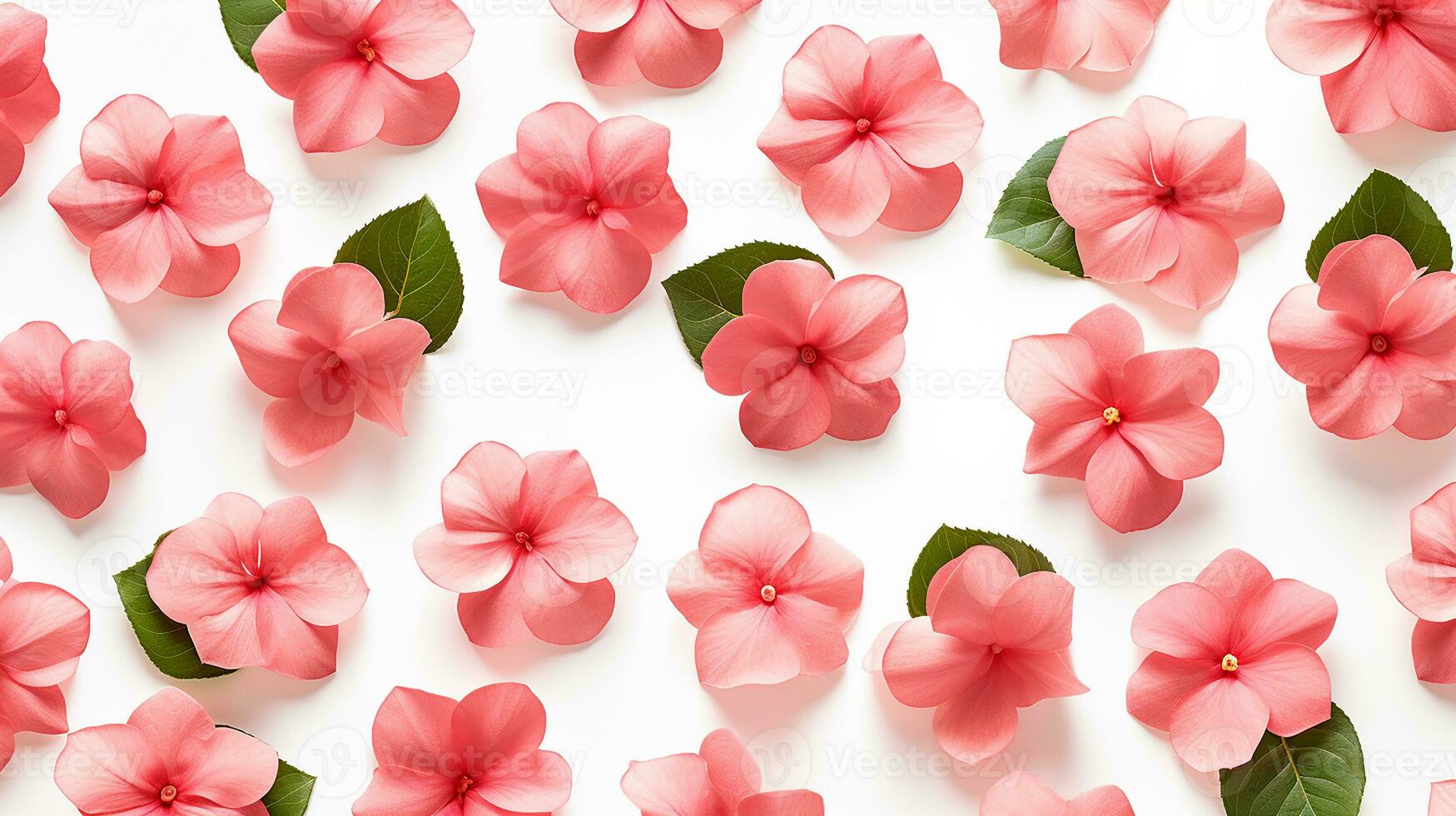 Impatiens flower patterned background. Flower texture background. Generative AI photo