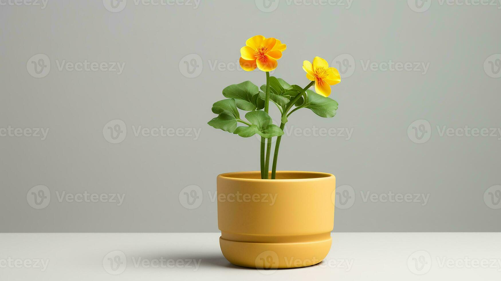 Photo of Buttercup flower in pot isolated on white background. Generative AI