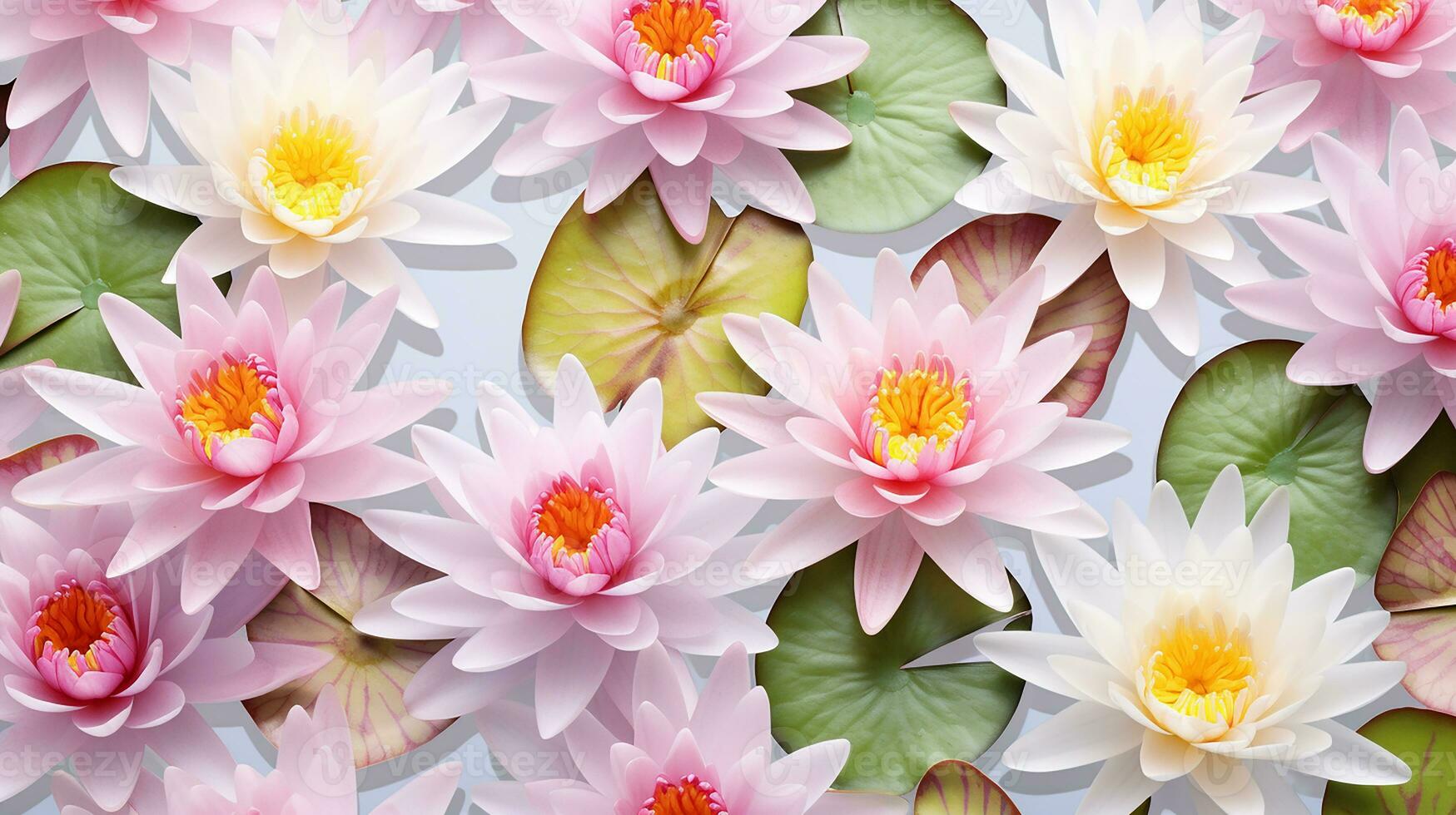 Water Lily flower patterned background. Flower texture background. Generative AI photo