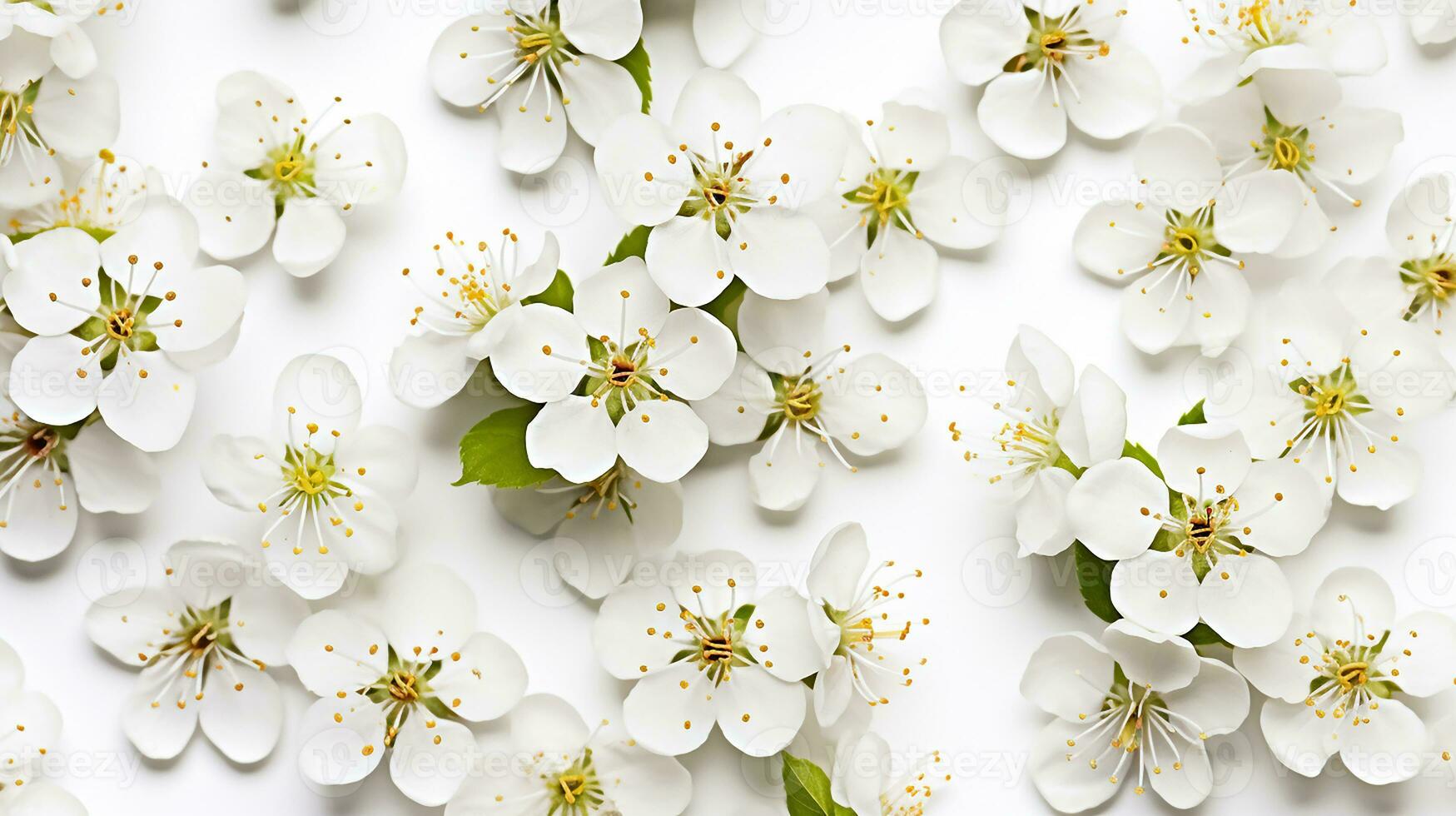 Hawthorn flower patterned background. Flower texture background. Generative AI photo