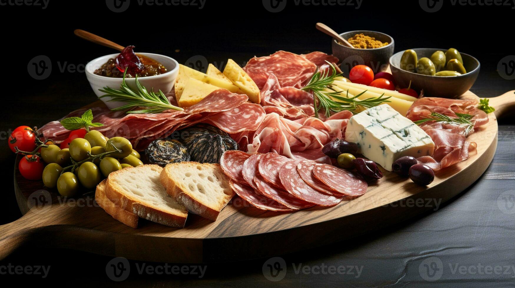 Photo of Antipasto Platter as a dish in a high-end restaurant. Generative AI