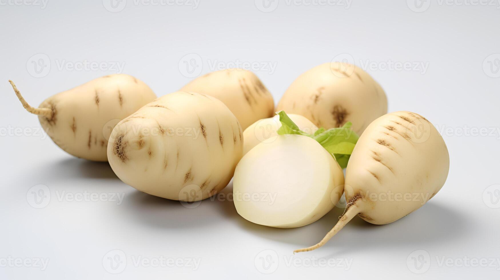 Photo of Jicama isolated on white background.